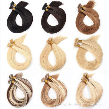 keratin flat tip hair extension Wholesale europis remy virgin hair strands flat tip vendor natural flat tip human hair extension